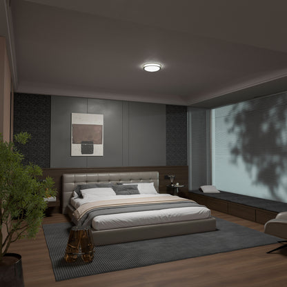 12-Inch Dimmable LED Flush Mount Ceiling Light - 18W Double Ring Design