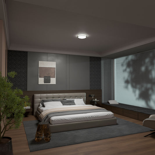 12-Inch Dimmable LED Flush Mount Ceiling Light - 18W Double Ring Design - Ezzy Manufacturing