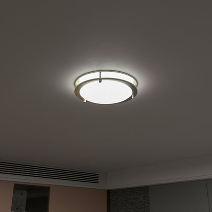 12-Inch Dimmable LED Flush Mount Ceiling Light - 18W Double Ring Design