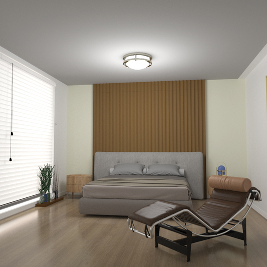 14-Inch Dimmable LED Flush Mount Ceiling Light - 24W Double Ring Design