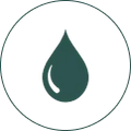 Water droplet icon symbolizing waterproof SPC luxury vinyl flooring for homes and commercial spaces