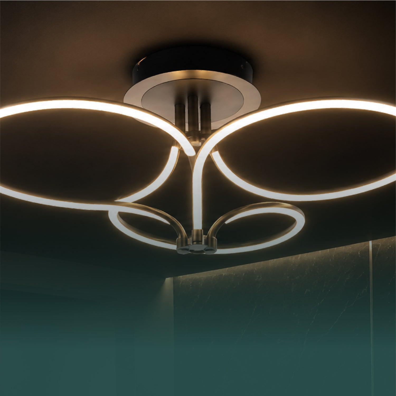 Modern LED ceiling light with circular rings for residential or commercial spaces
