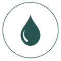 Green water droplet icon in circular frame