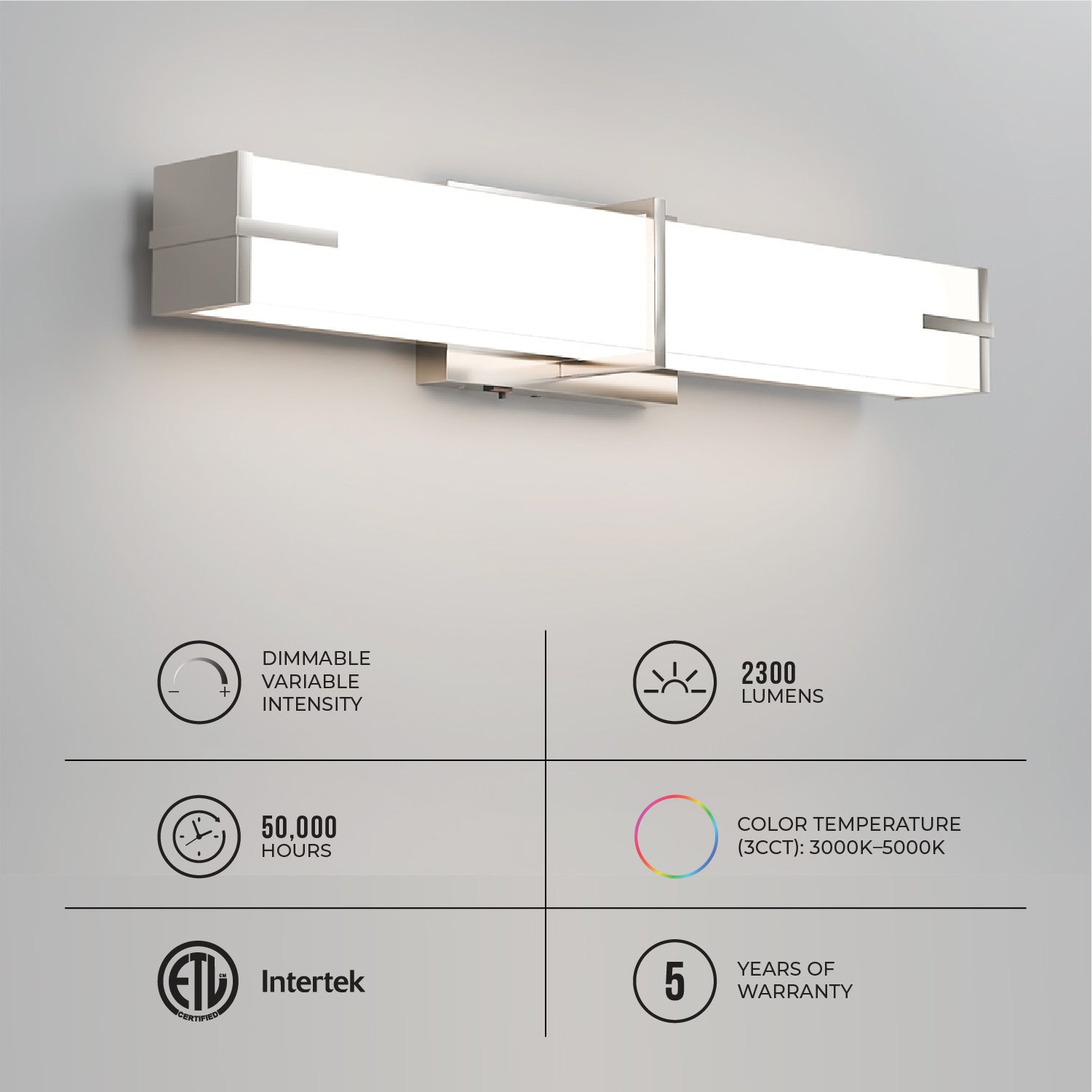 24-Inch LED Modern Vanity Light Fixture - 25W Linear Wall Light Bar - Ezzy Manufacturing