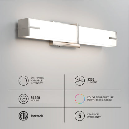 24-Inch LED Modern Vanity Light Fixture - 25W Linear Wall Light Bar - Ezzy Manufacturing