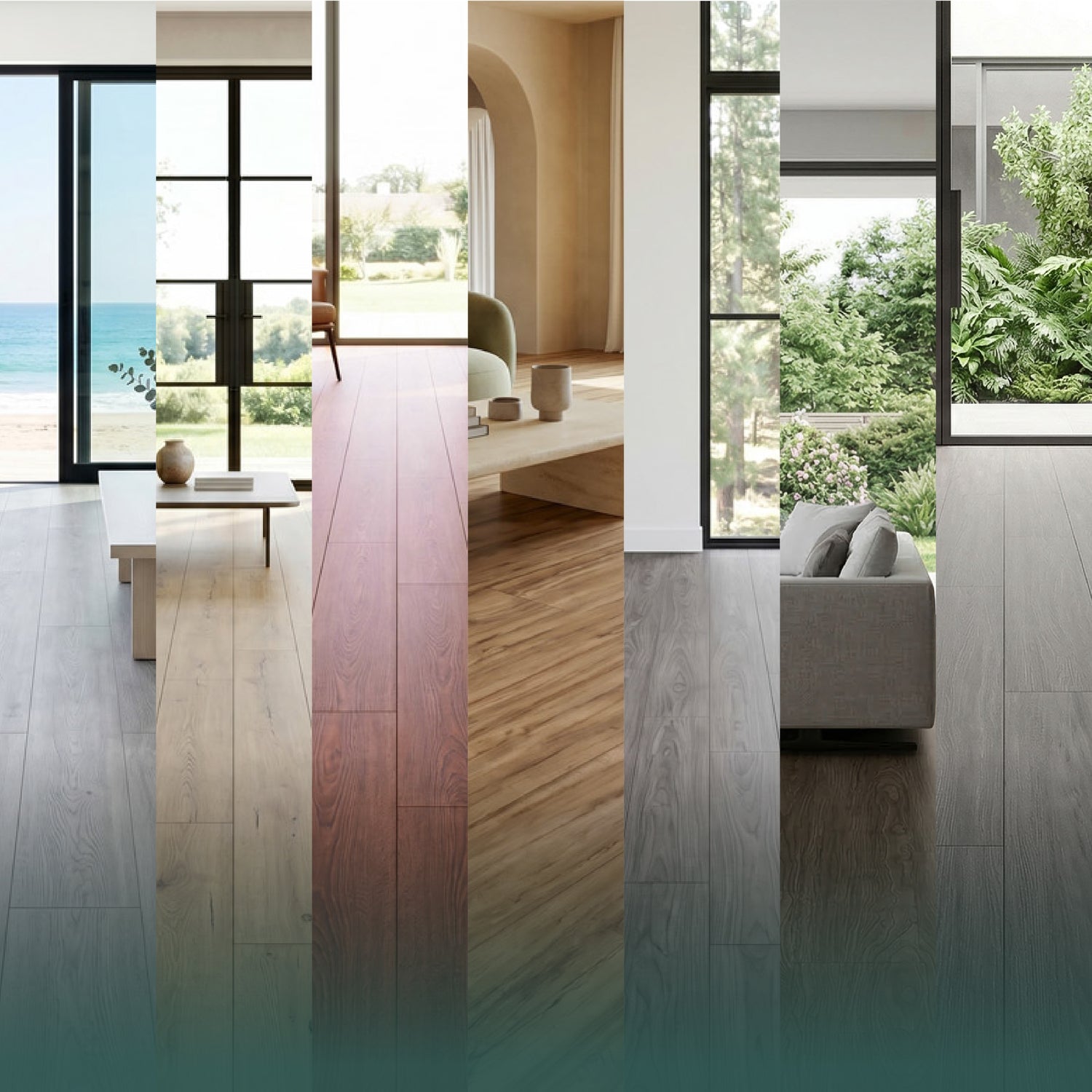 Luxury vinyl flooring in modern living spaces with scenic views