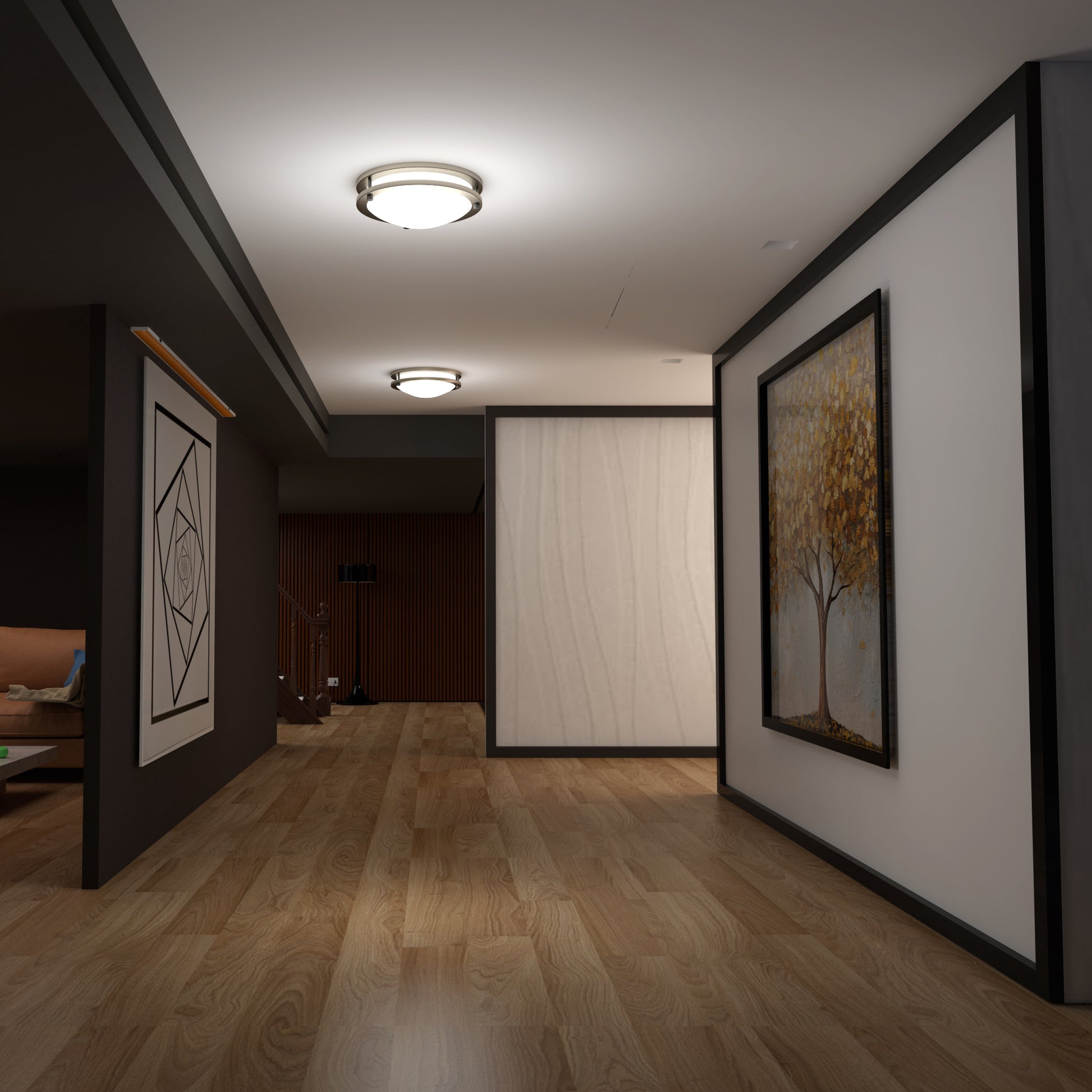 14-Inch Dimmable LED Flush Mount Ceiling Light - 24W Double Ring Design - Ezzy Manufacturing