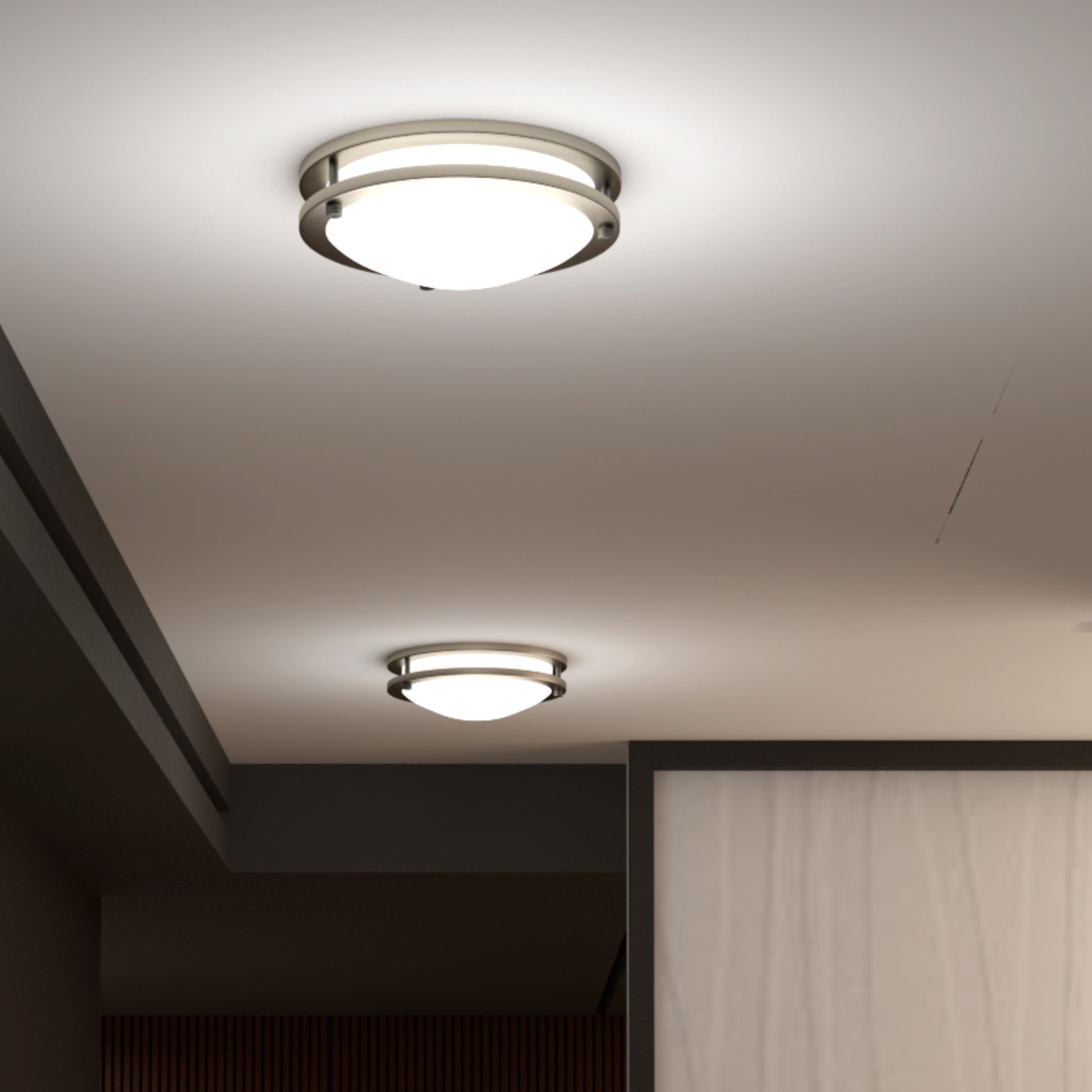 14-Inch Dimmable LED Flush Mount Ceiling Light - 24W Double Ring Design - Ezzy Manufacturing